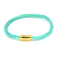 Braided turquoise cord bracelet with magnetic gold cylinder clasp for men and women - Turquoise (01#)