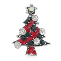 Broche de Noël vintage en argent avec strass rouges et verts sur fond blanc neutre - Argent Antique
