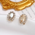 Elegante champagnerfarbene Kristall-Ohrstecker mit weißem Diamantkranz auf Seide - Oval Champagner KC Gold (EH2883)