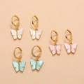 Minimalistische vlinder oorbellen set met marmeren hars bedeltjes in zachte kleuren - Multicolor Set (WEH1290)