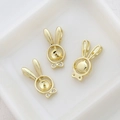 Detail van 14K vergulde konijnenkop hangers voor het maken van doe-het-zelf sieraden - 14K Goud
