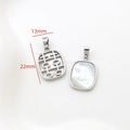 Detail of 14k gold-filled square pendant with hollow Xi character and white mother of pearl - 4# White Gold Rectangle Xi Character