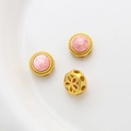 Detalle de cuentas de esmalte chapadas en oro con textura de mármol rosa para joyería DIY - 2# Redondo (Precio Individual) / Rosa