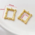 Bamboo style gold-plated rectangular frame pendant 21x17mm for DIY jewelry making - Bamboo Rectangle Frame Style (1# Frame)