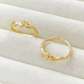 Macro detail of gold plated vine tree branch rings with pearl DIY mounting settings - Lava Texture (D4235) / 18K Gold