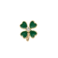 Pendentif trèfle vintage vert avec bordure dorée et diamant au centre - Pendentif Trèfle (Sans Chaîne)
