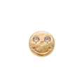 Goldener Smiley-Ohrstecker mit Hammerschlag-Textur und weißen Kristalldetails - Smiley