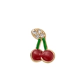 Charming red enamel cherry earrings with gold leafy stems and sparkling zircon accents - Pendant Only (Without Chain) (Cherry)