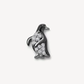 DIY penguin pendant with polished dark gray finish and clear sparkling cubic zirconia - Pendant Only (Without Chain) (Penguin)