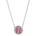 Collier pendentif baseball argenté avec motif rose et chaîne fine pour style sportif - Collier Baseball / Baseball Blanc-Argent
