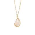 Ketting met onregelmatige roze kristallen hanger en 18K vergulde titanium ketting - Wit