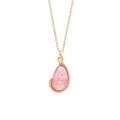 Elegante 18K vergulde ketting met een minimalistische roze kristallen druppelhanger - Roze