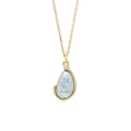 Onregelmatige gouden ketting met een druppelvormige lichtblauwe maansteen hanger in 18K goud - Blauw