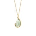 Ketting met onregelmatige groene steen hanger in 18K verguld titanium staal afwerking - Groen