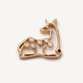 Pendentif cerf en or 18 carats avec dos creux et taches en pierres scintillantes - Breloque Cerf (Pendentif Uniquement)