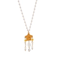 Star pendant necklace with white pearls and gold tassel detail for women - Star (Pearl Beaded Style)
