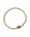 Elastic gold bead bracelet featuring a brown glittery rugby ball pendant detail - American Football Bracelet-Gold