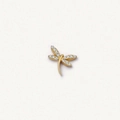 Pendentif médaillon libellule doré avec pierres blanches sur fond beige neutre - Breloque Libellule Gemme (Pendentif Uniquement)