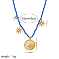 Collana di perline blu con ciondoli a luna e stella dorati e misure dei dettagli - Collana Stella Celeste