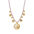 Collana di perline rosa con ciondolo a stella dorata e dettagli in madreperla - Collana a Stella