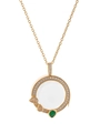 Collier médaillon vintage doré avec cristal transparent et pierres d'émeraude - Collier Médaillon Transparent Style D