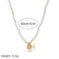 Collana di perle vintage francese con ciondolo a stella e perline dorate regolabili - Collana di perle