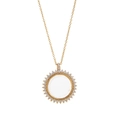 Collier médaillon vintage en or 18k avec motif tournesol et pendentif cristal clair - Médaillon Rond Or Style A