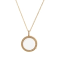 Exquisite gold-plated flower pendant necklace with central round crystal and pavé border - Transparent Locket Necklace Style B