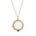 Vintage 18k gold plated locket necklace with hollow transparent case and gems - Transparent Locket Necklace Style C