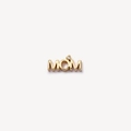 Macro view of polished 18k gold MOM letter pendant with heart and sparkling gemstone - Pendant Only (Without Chain) (MOM Letter)