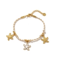Detailaufnahme der Seestern-Anhänger an Kordelarmband mit S.Steel-Qualitätssiegel - Weißes Seil Seestern Armband