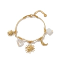 Gewebtes Perlenarmband in Gold und Weiß mit Sonnen- und Mondanhängern aus 18k Edelstahl - Weißes Seil Sonne Armband