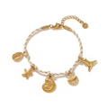 Goldenes Muschel Armband mit Seestern Anhängern aus 18k vergoldetem Edelstahl geflochten - Goldenes Seil Meeresschnecke Armband