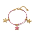 Buntes gewebtes Seestern Armband mit Goldanhängern und 18k Edelstahlverschluss - Rotes Seil Seestern Armband