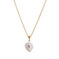 Gouden ketting met een hartvormige parelhanger en een ingezette roze zirkoonsteen - Roze Ketting