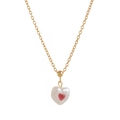 Elegante gouden hartparelketting met een kleine rode zirkoon hanger in het midden - Rode Ketting