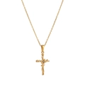 Classic 18K gold plated stainless steel floral cross pendant on O-chain necklace - March
