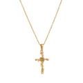 Collier vintage plaqué or 18 carats avec pendentif croix en forme de rose détaillée - Août
