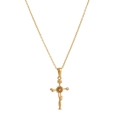 Collier vintage en acier inoxydable plaqué or 18 carats avec pendentif croix tournesol - Novembre