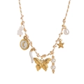 Collana bohémien con perle, farfalla dorata e stella marina su cordino intrecciato - Collana in Corda Bianca Farfalla