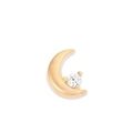 Eleganti orecchini a lobo a mezzaluna dorati con un brillante zircone - Ciondolo Luna in Zirconia Solo (Senza Collana)