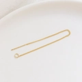 Detail of 14K gold-plated threader earring chain with needle and small loop for DIY jewelry - 14k Gold Plated