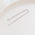Close-up of a silver ear threader chain with needles and loop for DIY jewelry making - Platinum Plated