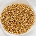 Vue macro de perles métalliques dorées à facettes pour la création de bijoux DIY - 5# Perle Laser (D3622) / 50 Pièces/Paquet (4mm) / Or 18K