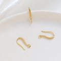 Detailed macro view of 14k gold plated U-shape earring hook with fine beaded texture - 5# Earring Hook 18k