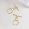 Detailansicht quadratischer 14k vergoldeter OT-Verschlüsse für DIY-Schmuckherstellung - 1# 14k Gold Quadratischer Knebelverschluss