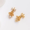 Détail de pendentifs clochettes de Noël plaqués or 14 carats avec nœuds et zircons incrustés - Zircone Blanche / Or 18 carats