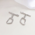 Polished silver irregular geometric drop earrings with modern T-bar design aesthetic - 6# White Gold Geometric OT Clasp