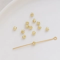Cuentas redondas huecas bañadas en oro de 14K y alfileres metálicos para pulseras DIY - Círculo Hueco / 4mm (1 Pieza) / Oro de 14K
