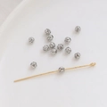 Cuentas filigranas plateadas con alfiler de oro 14K para manualidades de joyería - Círculo Hueco / 4mm (1 Pieza) / Oro blanco
